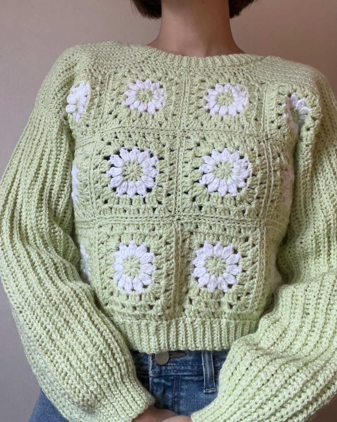 Spring Fling Pullover Granny Square Crochet Sweater Just The